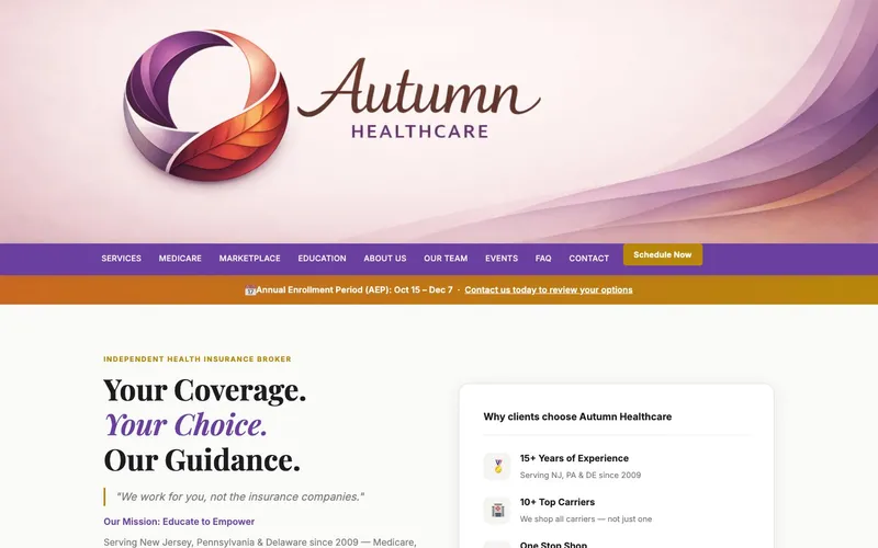 Autumn Healthcare website, built by Spencer Taylor