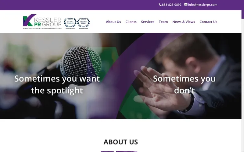 Kessler PR website, built by Spencer Taylor