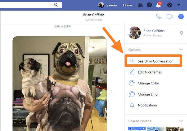 Search Facebook Messenger conversations on desktop