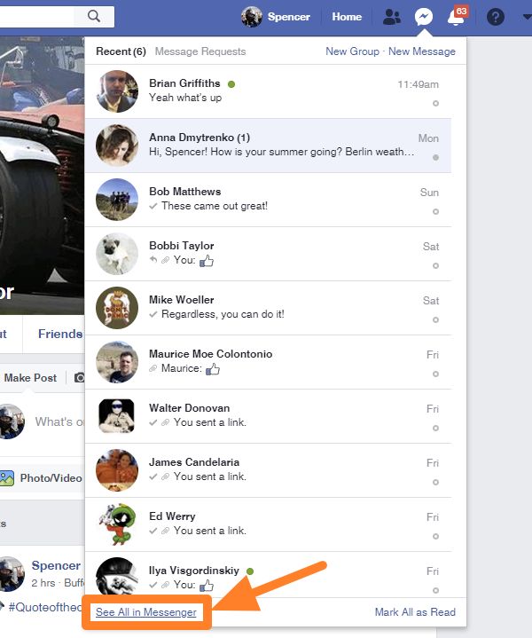 Search Facebook messages on desktop