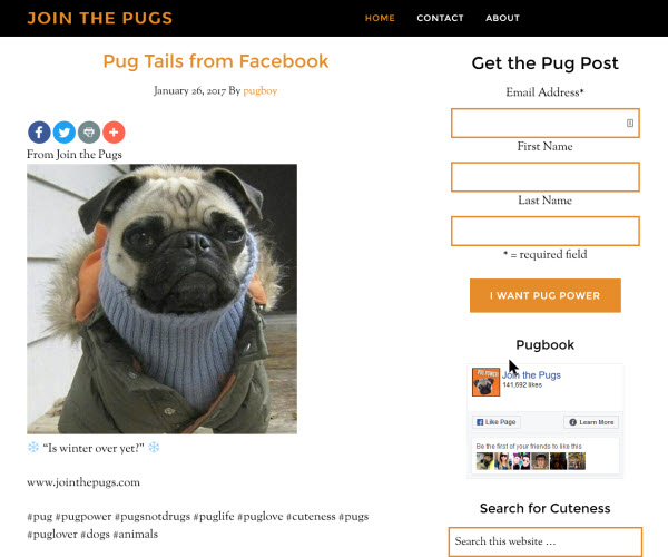 How to test if your website is mobile friendly - it's easy! 2 Join the Pugs desktop version