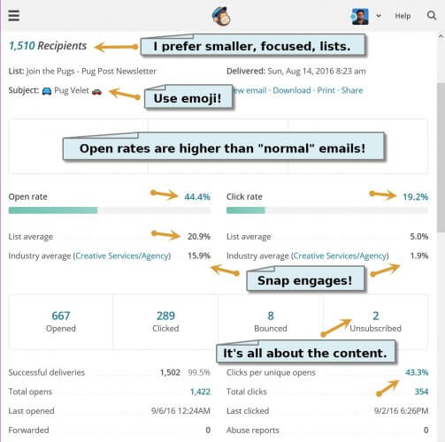 mailchimp snap engages